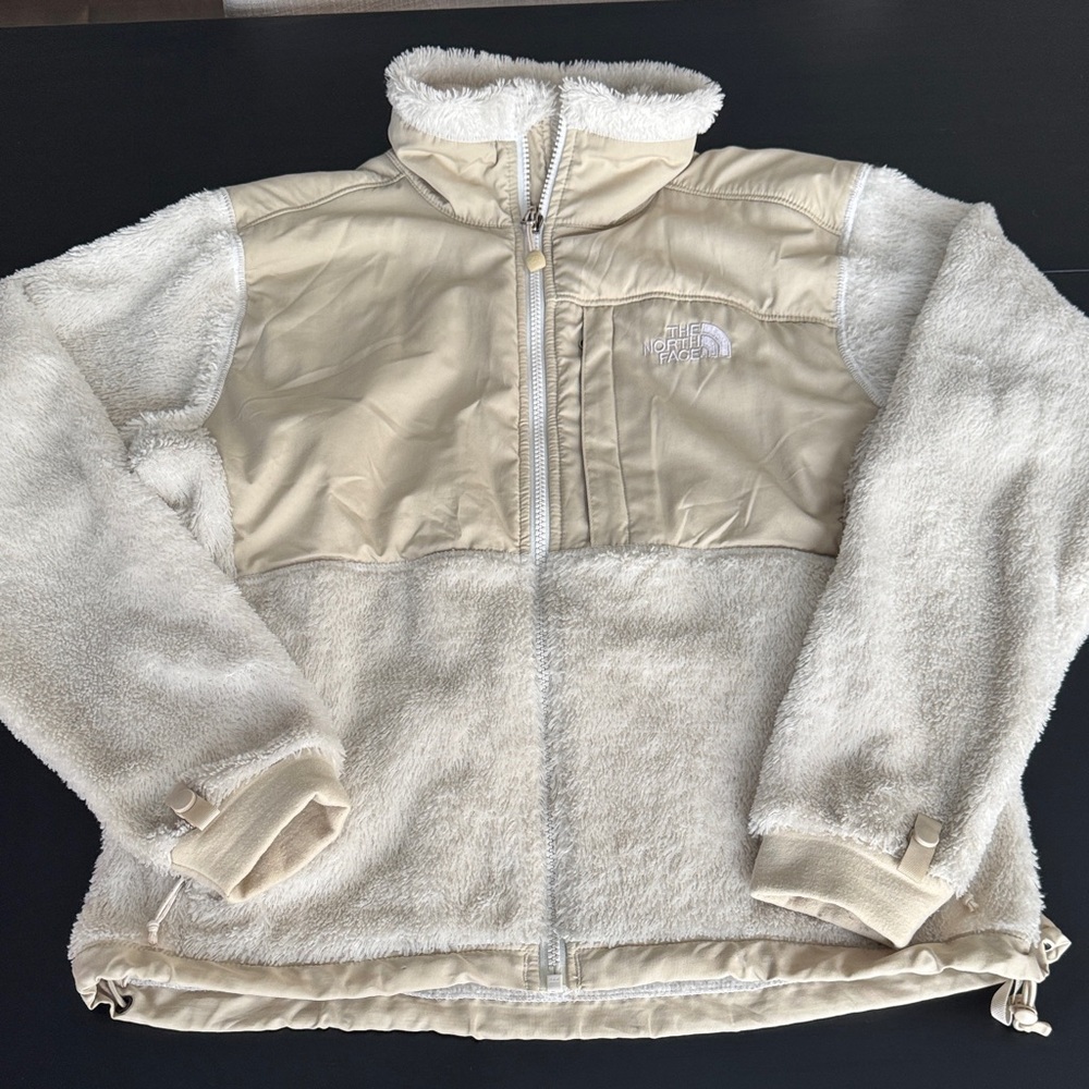 The North Face Tan and White Fleece Jacket